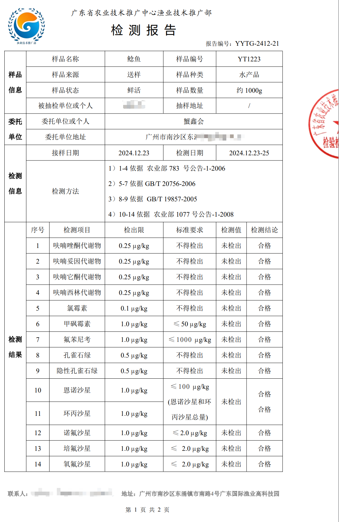 使用養(yǎng)殖凈化酵素后的鯰魚檢測(cè)合格報(bào)告1.png